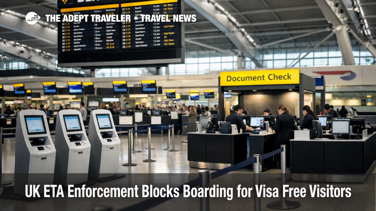 UK ETA enforcement at Heathrow check in shows the boarding document check risk for visa free travelers to Britain