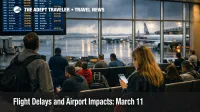 March 11 flight delays at DFW show travelers waiting near departure boards as storm related airport impacts build