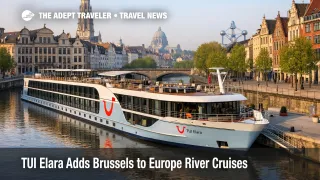 TUI Elara river cruises launch in 2027, with a river ship near Brussels reflecting the new Belgian port of call
