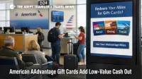American AAdvantage gift cards shown in a DFW terminal scene, signaling a new miles cash-out option with weak value