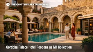 NH Collection Palacio de Córdoba courtyard shows the restored Córdoba luxury hotel inside the Jewish Quarter