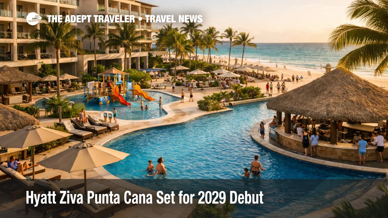 Hyatt Ziva Punta Cana style family all inclusive resort scene with pools and beach setting in Punta Cana