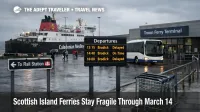 Scottish island ferry disruption at Troon ferry terminal as shuttle buses and wet weather complicate mainland connections