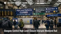 Glasgow Central rail disruption shown with travelers rerouting inside the station during the high level weekend closure