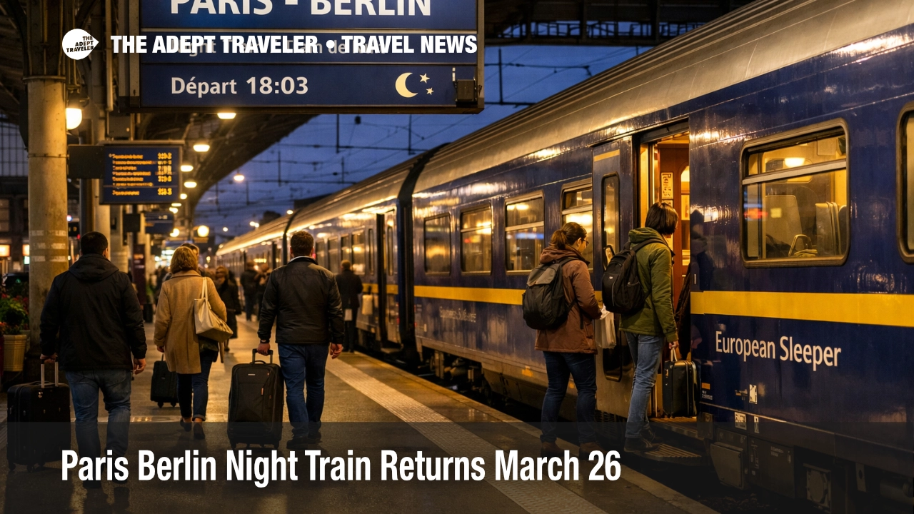 Paris Berlin night train boarding at Paris Gare du Nord, showing the revived overnight rail link before departure