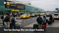 Peru gas shortage slows Lima airport transfers as travelers queue at Jorge Chávez pickup lanes under overcast skies