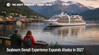 Seabourn Denali Experience Alaska cruise ship near Juneau, reflecting the new land and sea Alaska itinerary option