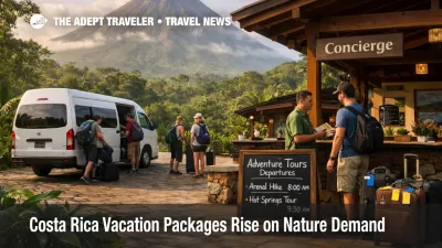 Costa Rica vacation packages scene near Arenal shows guided arrivals and concierge support for nature focused travel