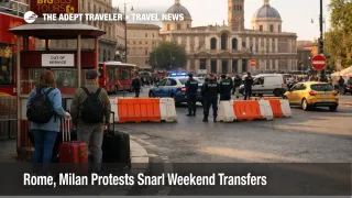 Rome Milan protest travel disruption shows central Rome street closures slowing transfers near Termini and Santa Maria Maggiore