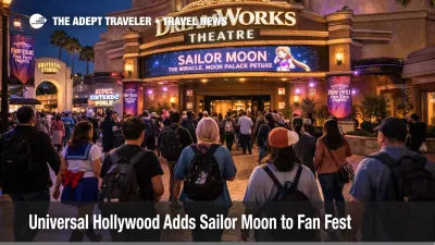 Universal Fan Fest Nights guests head into DreamWorks Theatre at Universal Studios Hollywood for the new Sailor Moon film