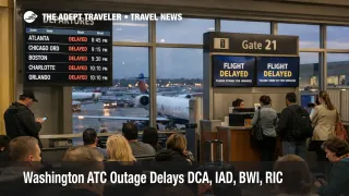 Washington ATC outage delays shown by crowded DCA gate seating and delayed departure screens after the March 13 disruption