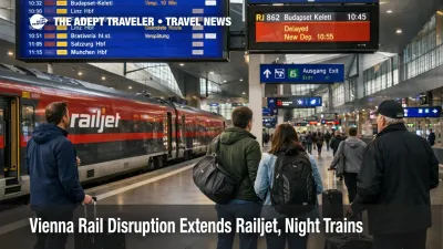 Vienna rail disruption at Wien Hauptbahnhof shows Railjet passengers checking amended departures during March works