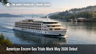 American Encore debut on the Columbia River near Astoria, showing the new Pacific Northwest river cruise setting