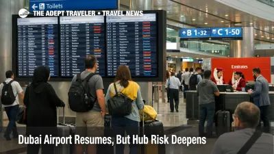 Dubai airport disruptions show waiting travelers and departure screens at DXB as reduced operations continue after resumed flights
