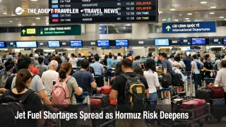 Jet fuel shortage risk shown by long check in lines and delayed flights at Tan Son Nhat International Airport in Vietnam