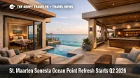 Sonesta Ocean Point renovation in St. Maarten shown through an updated oceanfront suite and refined lobby arrival setting