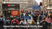 Valencia Fallas Metro closures redirect crowds near central stations during the midday mascletà transport crunch