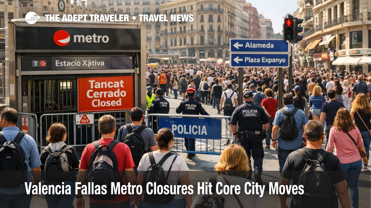Valencia Fallas Metro closures redirect crowds near central stations during the midday mascletà transport crunch