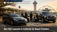 Uber Elite airport transfers at LAX show a reserved luxury pickup zone for chauffeur style arrivals and baggage claim service