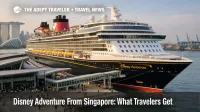 Disney Adventure Singapore cruise ship at Marina Bay Cruise Centre during embarkation for a short sailing