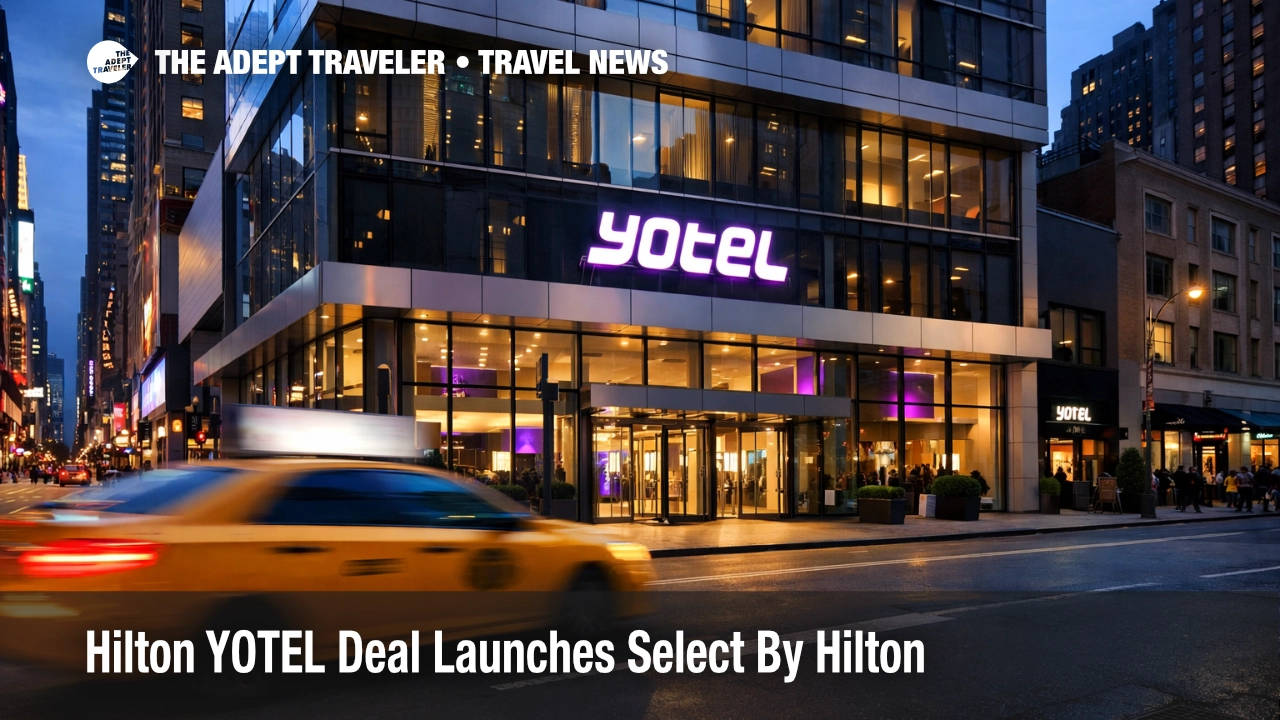 Hilton YOTEL franchise deal illustrated by a YOTEL New York exterior, showing the compact urban hotel style joining Hilton