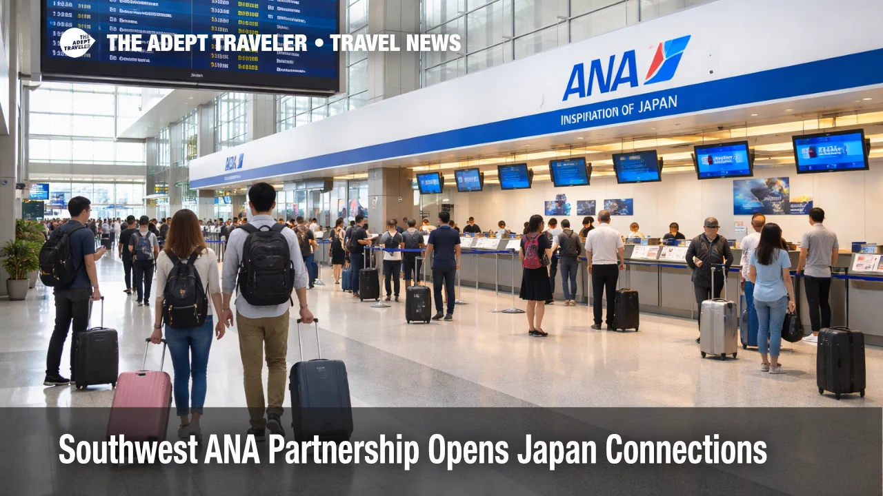 Southwest ANA partnership image showing ANA departures at Los Angeles International Airport for new Japan connections