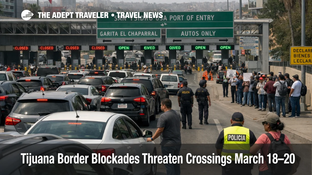 Tijuana border blockades snarl vehicle approaches near San Ysidro as cross border travelers face long delays