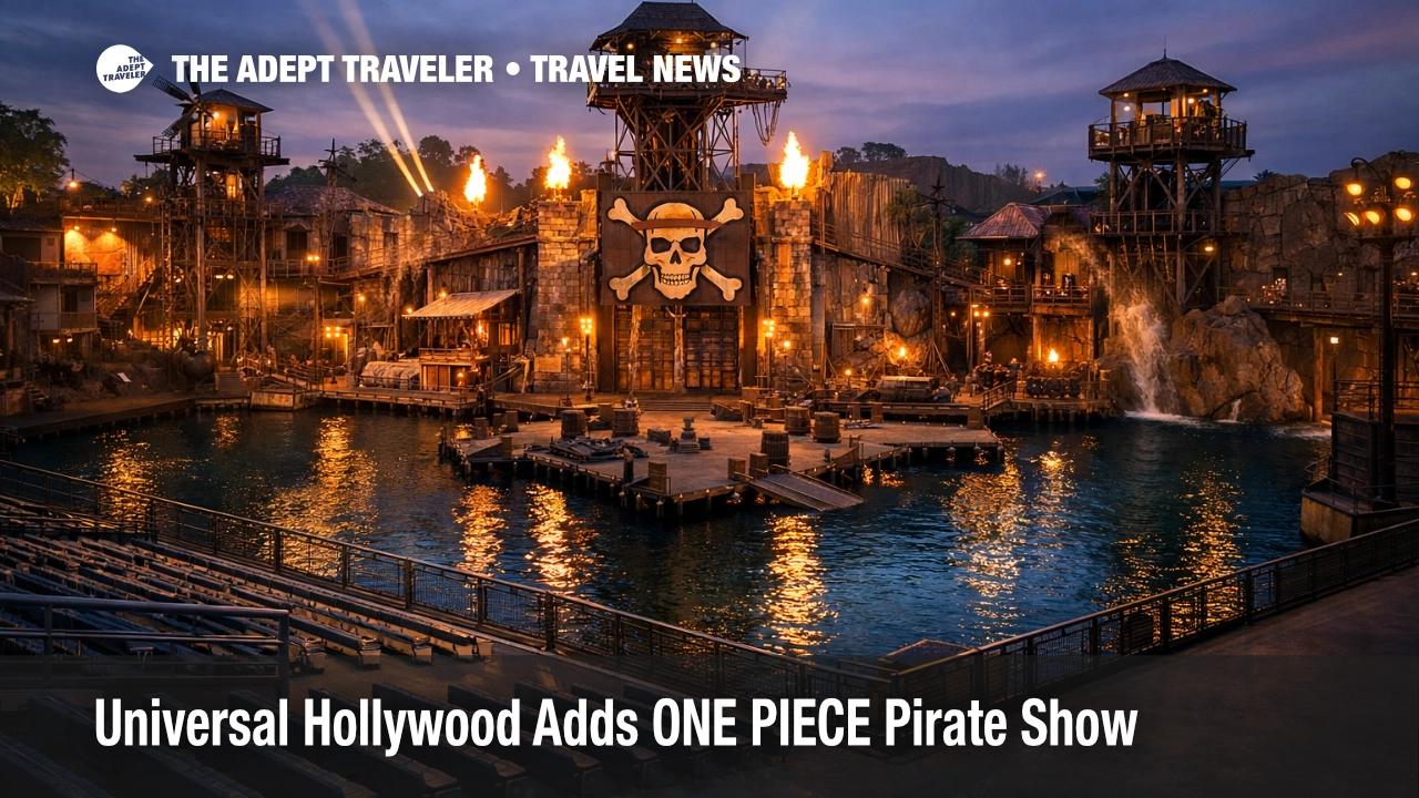 ONE PIECE Grand Pirate Show venue at Universal Studios Hollywood signals a night touring anchor for Fan Fest visitors