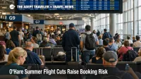 Crowded Chicago O'Hare gate area shows O'Hare summer flight cuts risk as travelers face tighter summer schedules