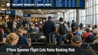 Crowded Chicago O'Hare gate area shows O'Hare summer flight cuts risk as travelers face tighter summer schedules