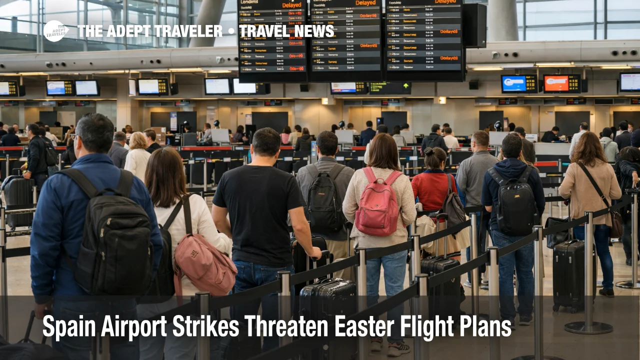 Spain airport strikes slow check in lines at Madrid-Barajas during Easter travel, raising baggage and boarding delay risk