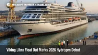 Viking Libra hydrogen cruise ship at Ancona shipyard after float out, showing the vessel nearing its 2026 debut