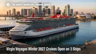 Virgin Voyages winter 2027 cruises open from Miami, with a cruise ship at PortMiami ready for Caribbean sailings