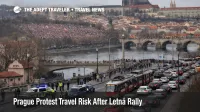 Prague protest travel risk near Letná as large crowds and slower central city traffic affect transfers in Prague