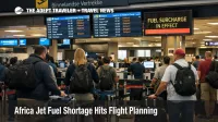 Passengers queue at O.R. Tambo as Africa jet fuel shortage risk raises fares and threatens tighter regional flight options