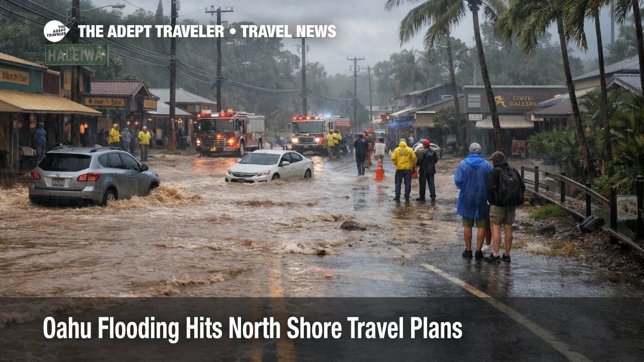 North Shore flooding in Haleiwa disrupts Oahu flooding travel as muddy water blocks roads and strands vehicles