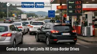 Drivers queue at a Slovenia border fuel station as Central Europe fuel limits complicate cross border road trip refueling