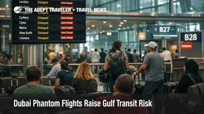 Dubai phantom flight risk shown by delayed long haul departures and waiting travelers inside Dubai International Airport
