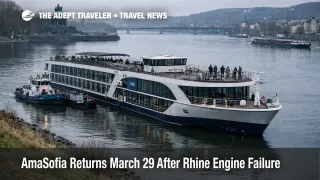 AmaSofia March 29 restart scene on the Rhine near Koblenz after engine trouble disrupted the ship's inaugural cruise