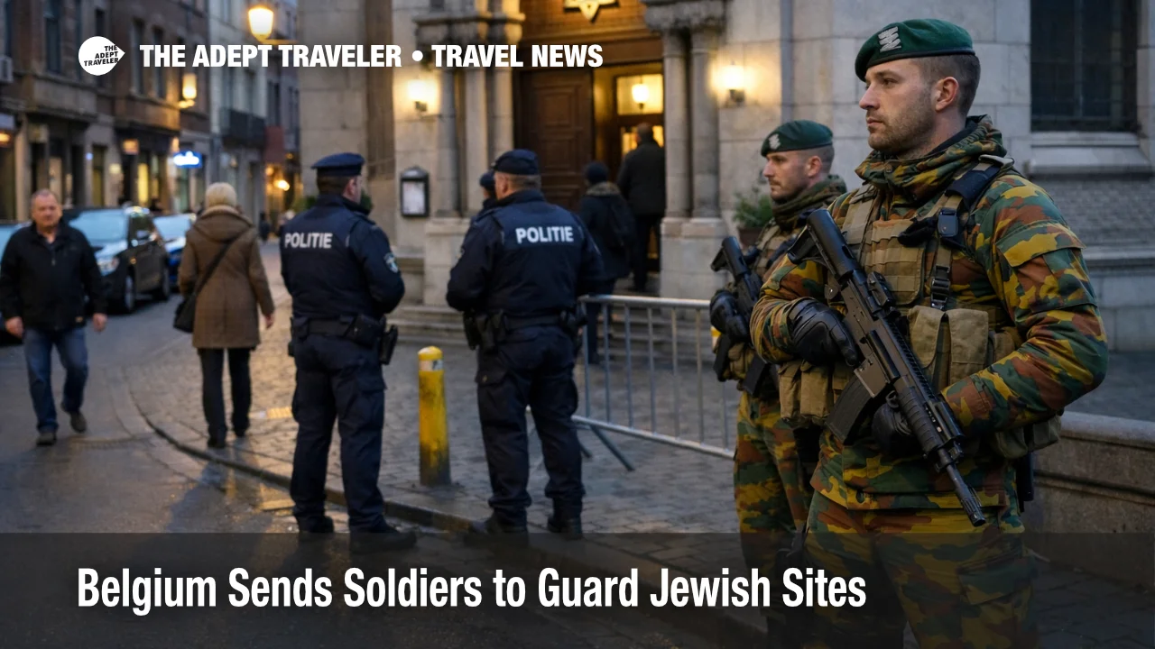 Belgium Jewish site security tightens in Antwerp as soldiers guard a synagogue amid elevated safety concerns