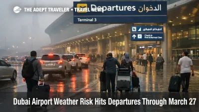 Dubai airport weather risk at DXB shows hazy drop off traffic and slower terminal access before departures
