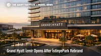 Grand Hyatt İzmir opening shown at the Balçova hotel entrance, highlighting the rebranded luxury stay near İstinyePark
