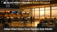 Jodhpur airport closure shown in a quiet terminal as Rajasthan travelers rebuild April flight and road plans