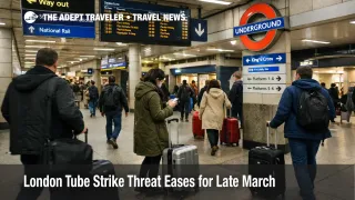 London Tube strike threat eases as travelers move through a normal Underground concourse near St Pancras in late March