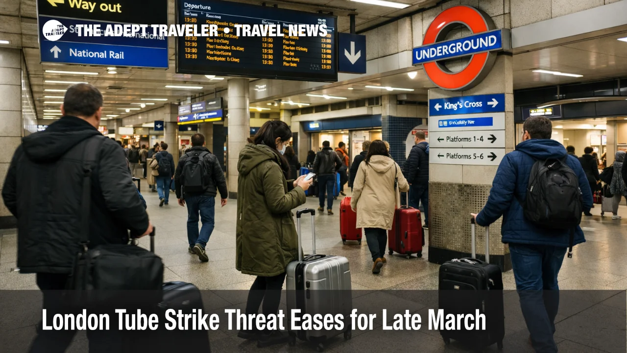 London Tube strike threat eases as travelers move through a normal Underground concourse near St Pancras in late March