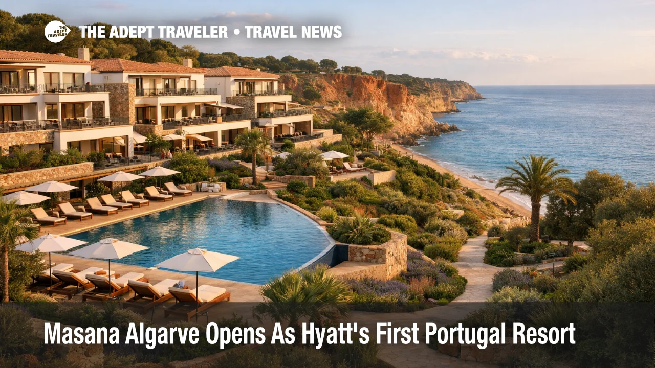 Masana Algarve opening shows Hyatt's new Algarve resort above the Atlantic in Olhos de Água near Albufeira