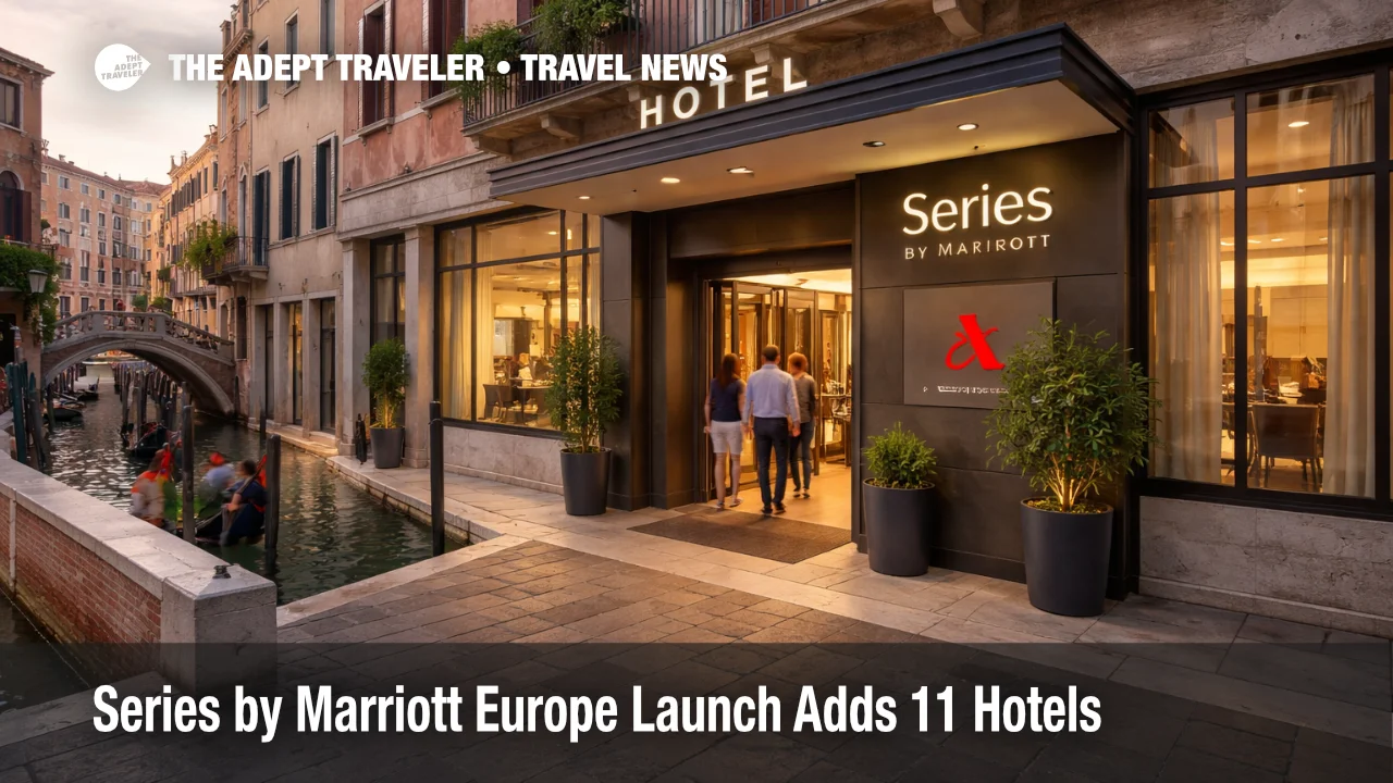 Series by Marriott Europe launch shown through a new Venice hotel exterior, highlighting Marriott's growing midscale footprint