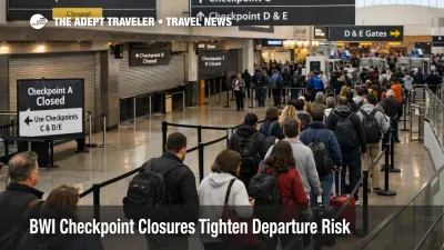 BWI checkpoint closures force travelers into longer security lines at Baltimore airport departures on March 24