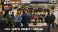 London Tube strike dates shift late spring transfer planning at Paddington as airport bound travelers check Underground signs