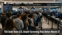 TSA shutdown airport risk at Atlanta shows long security queues and crowded screening lanes before March 27